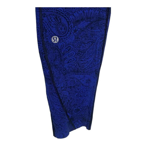 Lululemon Like Nothing 7/8 Tight Antique Paisley Sapphire Blue Black-sz 6 - Picture 7 of 7